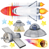 Rockets Wall Decals, Astronauts, Aliens, Outer Space Decals, Spaceship Star Planet Wall Decals, Eco-Friendly Wall Decals