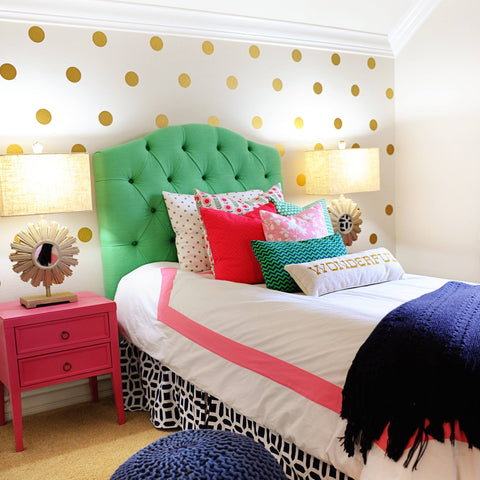 30 Gold or SIlver Metallic 4 inch Polka Dot Vinyl Wall Decals - Wall Dressed Up
