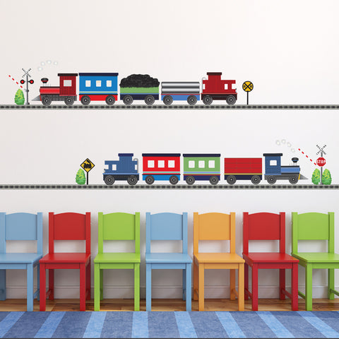 Train Wall Decal & Straight Railroad Track Wall Decals Eco-Friendly Wall Stickers Col 1