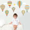 Hot Air Balloons and Clouds Wall Decals, Turquoise, Gray, Orange, Eco-Friendly Fabric Wall Stickers, Col 2 - Wall Dressed Up