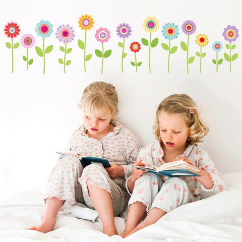 Wall Decals Spring Garden Flower Decals, Fabric Peel and Stick Reusable Decals - Wall Dressed Up