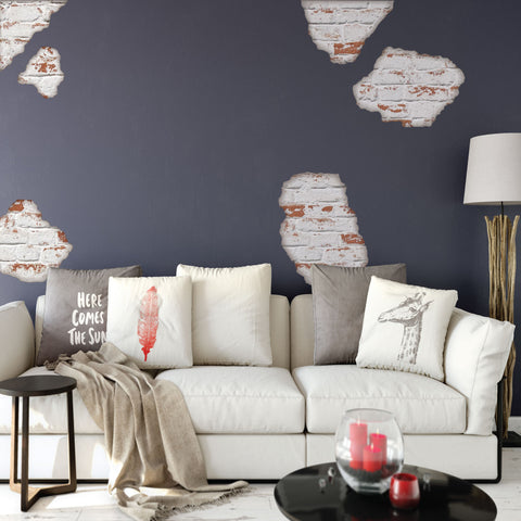 Faux White Brick Breakaway Fabric Wall Decals, Peel and Stick Reusable Wall Stickers - Wall Dressed Up