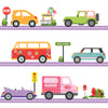 Colorful Girls Adventure Cars with Purple Straight Road Wall Decals - Wall Dressed Up