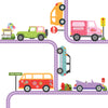 Colorful Girls Adventure Cars Wall Decals with Road Purple Straight and Curved - Wall Dressed Up