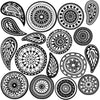 Wall Decals Boho Zentangle Mandala Paisley Black & White Fabric Eco-friendly Wall Stickers - Wall Dressed Up