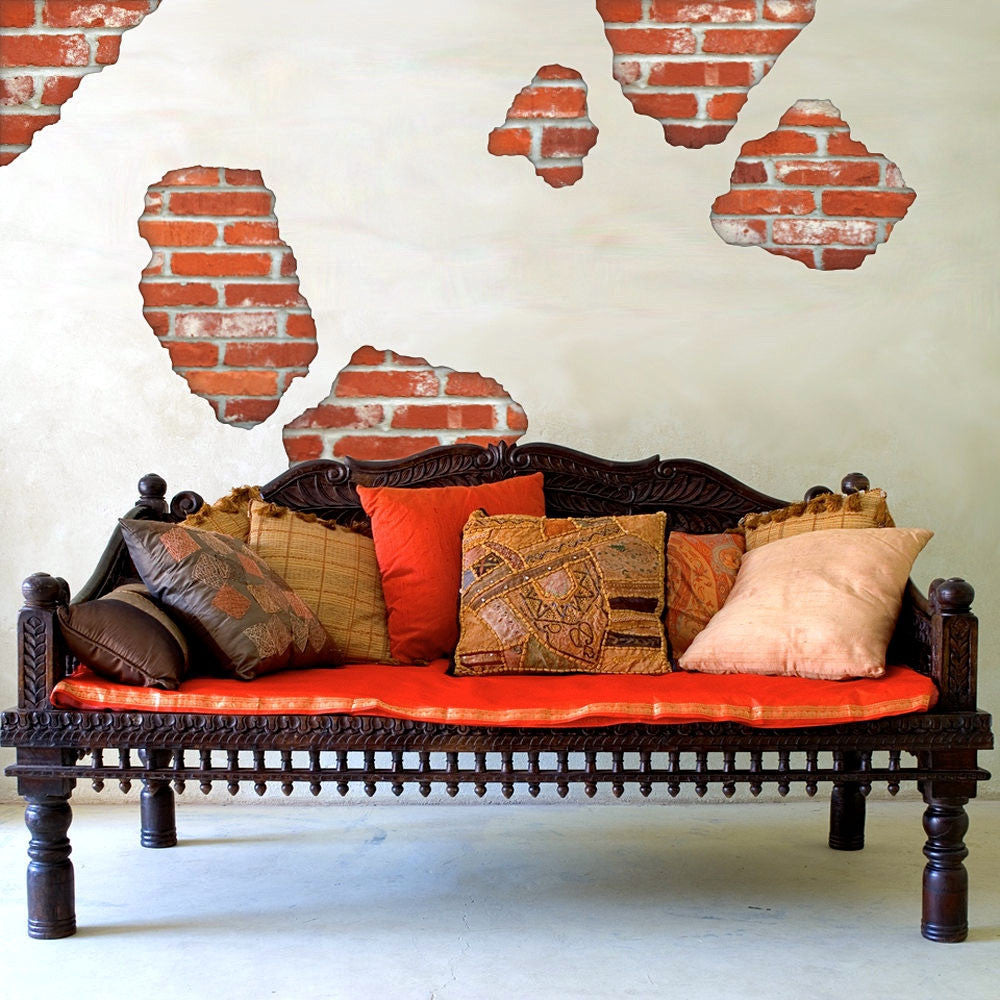 Faux Brick Breakaway Fabric Wall Decals, Peel and Stick, Eco Friendly