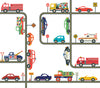 Cars, Trucks & EMS Vehicles Wall Decals plus Gray Road Curved and Straight - Wall Dressed Up
