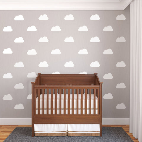 Wall Decals, Clouds 25 Metallic or VInyl Cloud Decals, Peel and Stick, Removable Wall Stickers - Wall Dressed Up