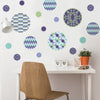 Patterned Dots Wall Decals, Purple, Aqua and Green Dot Wall Stickers, Removable - Wall Dressed Up