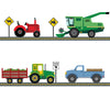 Four Farm Vehicle Wall Decals plus Gray Straight Road,  Eco-Friendly Fabric Decals - Wall Dressed Up