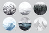 Forest Ocean Mountains Watercolor Art Decals Six 12" Round Fabric Wall Stickers - Wall Dressed Up