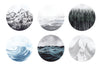 Forest Ocean Mountains Watercolor Art Decals Six 12" Round Fabric Wall Stickers - Wall Dressed Up