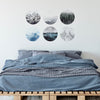 Forest Ocean Mountains Watercolor Art Decals Six 12" Round Fabric Wall Stickers - Wall Dressed Up