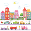 Large Girl's Dollhouse Town and Car Wall Decals,  Purple Straight Road Decals - Wall Dressed Up