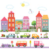 Large Girl's Dollhouse Town and Car Wall Decals,  Purple Straight Road Decals - Wall Dressed Up