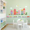 Large Girl's Dollhouse Town and Car Wall Decals,  Purple Straight Road Decals - Wall Dressed Up