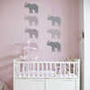 Eight Patterned Gray and Baby Pink Elephant Wall Decals, Eco-Friendly and Reusable Decals - Wall Dressed Up