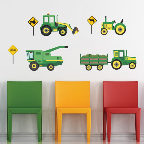 Green Tractors and Farm Truck Vehicles, Tractor Wall Stickers Eco-friendly Wall Stickers