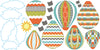 Hot Air Balloons and Clouds Wall Decals, Turquoise, Gray, Orange, Eco-Friendly Fabric Wall Stickers, Col 2 - Wall Dressed Up