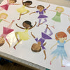 10 Dancing Ballerinas Wall Decals, Repositionable Eco-friendly Matte Fabric Wall Stickers 