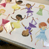 10 Dancing Ballerinas Wall Decals, Repositionable Eco-friendly Matte Fabric Wall Stickers