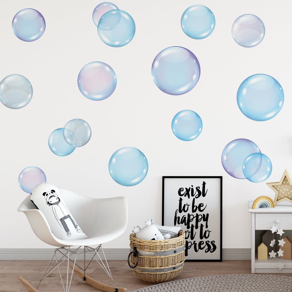 Bathroom stickers, 30 Bubbles Bathroom wall stickers, Kids bathroom wall  vinyl