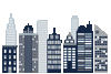 Large Navy Cityscape Wall Decals, City Skyline Wall Decals, Cityscape Wall Stickers - Wall Dressed Up