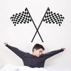 Large Racing Checkered Flags Wall Decals, Eco-Friendly Reusable Fabric Wall Stickers - Wall Dressed Up