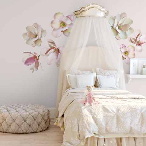 Large Magnolia Decals Flower Wall Decals, Eco-Friendly, Flower Wall Stickers - Wall Dressed Up
