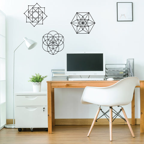 Sacred Geometry 3 Vinyl Wall Decals Metallic Gold and SIlver - Wall Dressed Up
