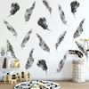8 Medium Banana Leaves Wall Decals, Black Gray White Tropical Leaf Wall Stickers Matte Tropical Decals - Wall Dressed Up