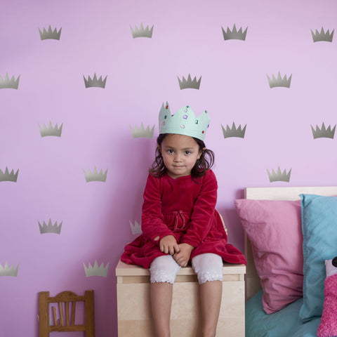 32 Silver or Gold Metallic Princess Crown Vinyl Wall Decals - Wall Dressed Up