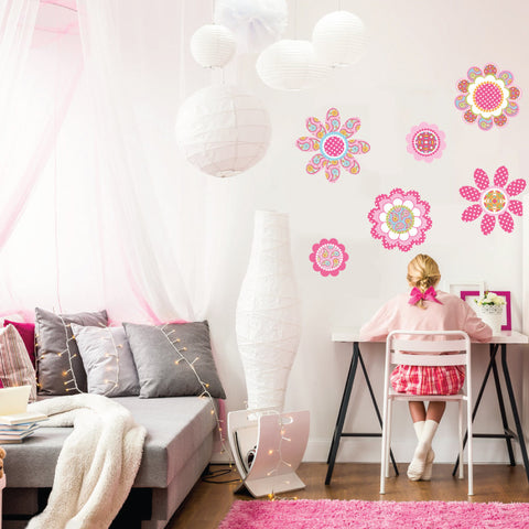 Pink Multicolor Flower Power Wall Decals - Wall Dressed Up