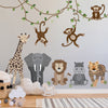 Large Safari Animals and Monkey Wall Decals, Jungle Animal Wall Stickers, Unisex Nursery Wall Decals, Peel and Stick Removable Fabric Decals - Wall Dressed Up