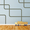Gray Road Wall Decals with Yellow Lines Curved and Straight, Fabric Wall Stickers - Wall Dressed Up