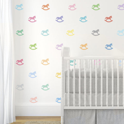 33 Sorbet Multi-color Rocking Horse Wall Decals - Wall Dressed Up