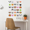 30 Animal Emoji Fabric Wall Decals, Removable and Reusable - Wall Dressed Up