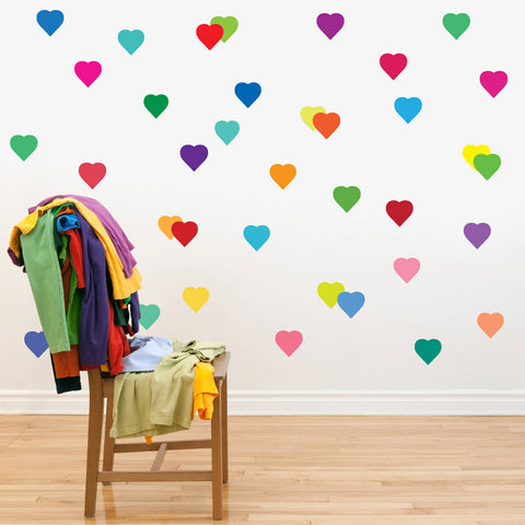 36 Rainbow Confetti Heart Wall Decals - Wall Dressed Up