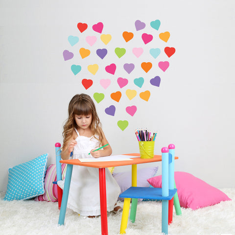 36 Sweet Confetti Solid Heart Wall Decals - Wall Dressed Up