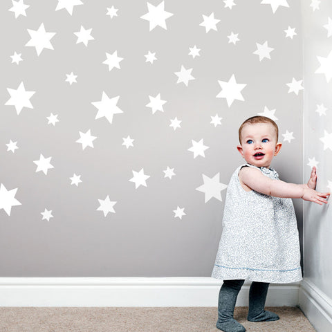 49 White Star Wall Decals Repsitional Matte Fabric Wall Stickers - Wall Dressed Up