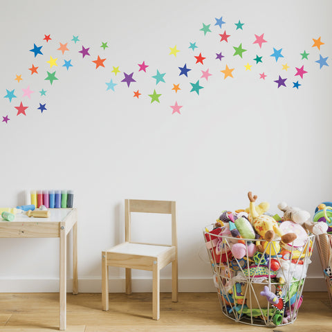 Wall Decals Stars Rainbow Colors Eco-Friendly Fabric Removable & Reusable Wall Stickers - Wall Dressed Up