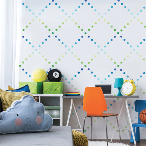 Mini 2" Ombre Blue Green Polka Dot Wall Decals, Reusable - Wall Dressed Up