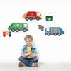 Wall Decals Garbage Trucks & Recycling Trucks with Straight Gray Road - Wall Dressed Up