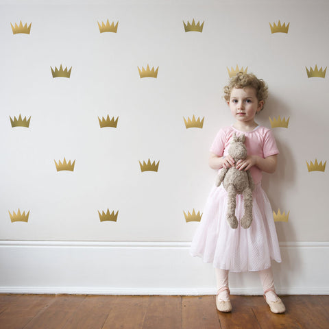 32 Gold or SIlver Metallic Princess Crown Vinyl Wall Decals - Wall Dressed Up