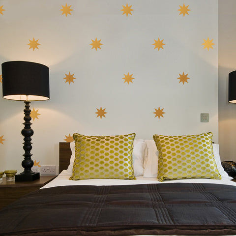25 Gold or Silver Metallic 4" Eight Point Star Vinyl Wall Decals - Wall Dressed Up
