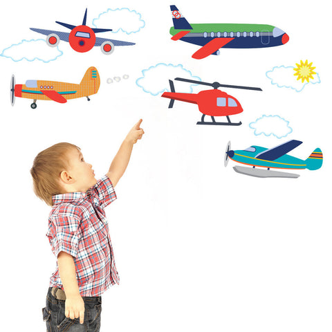Airplanes and Helicopter Wall Decals, Eco-Friendly Removable Wall Stickers - Wall Dressed Up