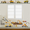 Four Construction Vehicle Wall Decals with Straight Gray Road and Large Construction Site Wall Decals - Wall Dressed Up