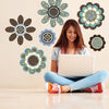 Big Flower Wall Decals Turquoise, Blue & Brown Flower Power Wall Decals - Wall Dressed Up
