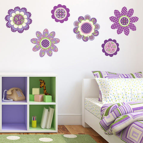 Purple Flower Power Wall Decals - Wall Dressed Up