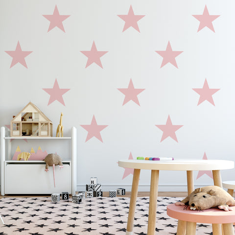 12 Large Star Wall Decals, 9 inch, Millennial Pink, Navy Black or White Removable Fabric Star Wall Stickers - Wall Dressed Up